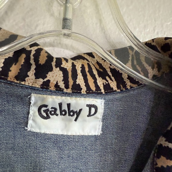 Vintage Gabby D Studded Leopard Western Jacket Women's Medium Blue Denim Sequin - Picture 3 of 11